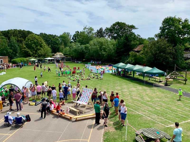 Giant deckchair at an outdoor fete