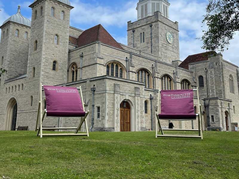 Giant deckchair at a cathedral