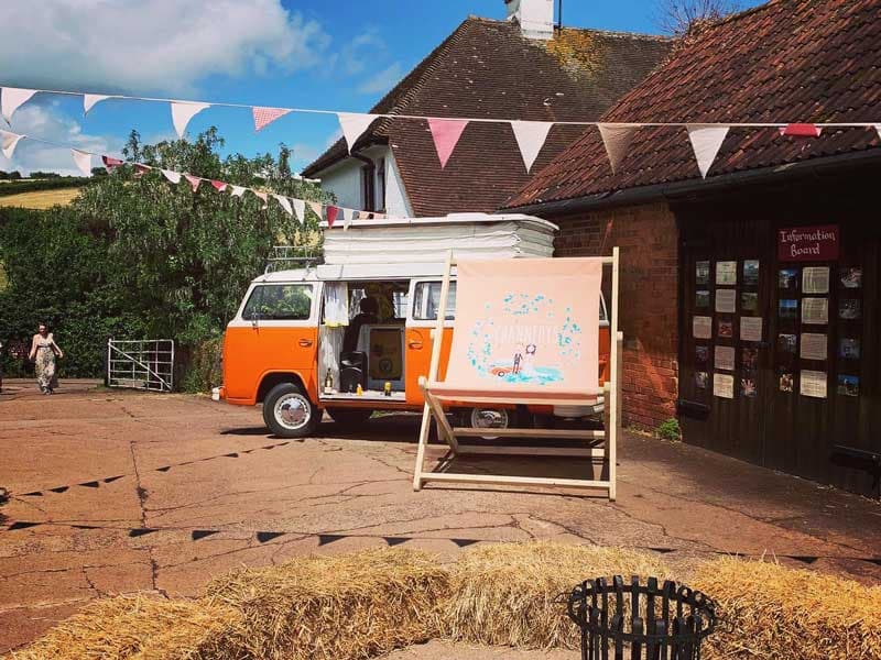Giant deckchair with wedding decorations and flowers